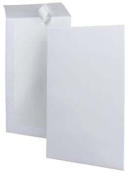 D.100 enveloppen met kartonnen rug 229 x 324 mm strip wit