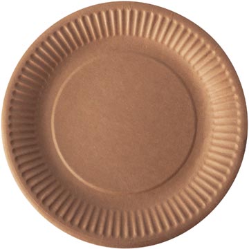Bord "pure", rond, bruin, diameter 19 cm, uit karton, pak van 20 stuks