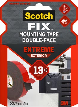 Scotch Fix Extreme Exterior ruban adhésif de montage, ft 19 mm x 5 m, porte jusqu'à 13 kg