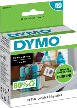 Rouleau 750 etiquettes multi-usage 25 x 25mm blanc
