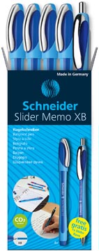 Schneider stylo bille Slider Memo, extra large, bleu, 4 pièces + 1 Rave GRATUIT