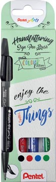 Etui 4 brushpen touch assorti pentel