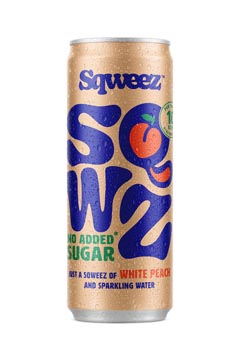 SQWZ Press boisson rafraîchissante White Peach BIO, canette de 25 cl, paquet de 12 pièces