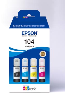 Epson bouteille d'encre 104, 4.500 - 7.500 pages, OEM C13T00P640, 4 couleurs