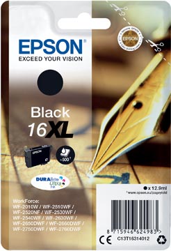 Epson cartouche d'encre 16XL, 500 pages, OEM C13T16314012, noir