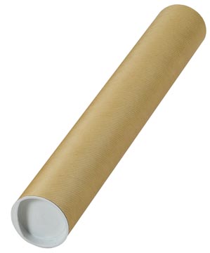 Verzendkoker met witte sluitdop 430 x 60 mm bruin 