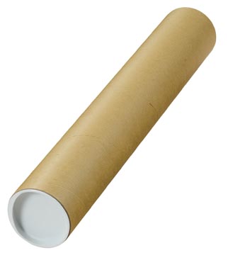 Verzendkoker met witte sluitdop 500 x 80 mm bruin 