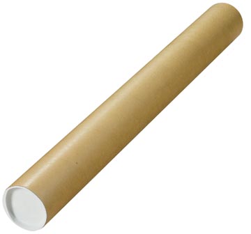 Verzendkoker met witte sluitdop 750 x 80 mm bruin