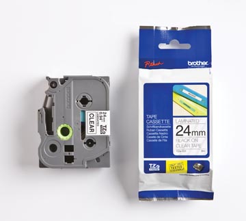 Tape brother tze 24mm noir sur transparant