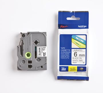 Tape brother tze 6mm noir / blanc