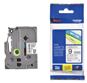 Tape brother tze 9mm noir / blanc