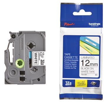 Tape brother tze 12 mm 8m noir sur blanc