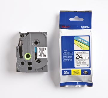 Tape brother tze 24mm noir sur blanc