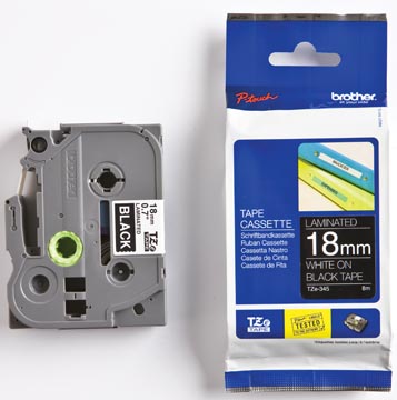 Brother tze tape p-touch 18 mm wit op zwart