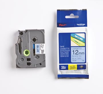 Tape brother tze 12mm noir sur bleu