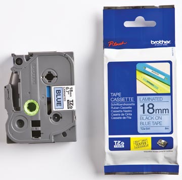 Brother tze tape p-touch 18mm zwart op blauw