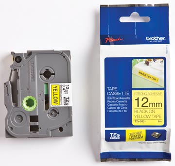Tape brother tze 12mm noir sur jaune