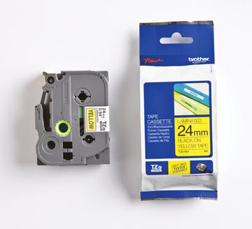 Tape brother tze 24mm noir sur jaune