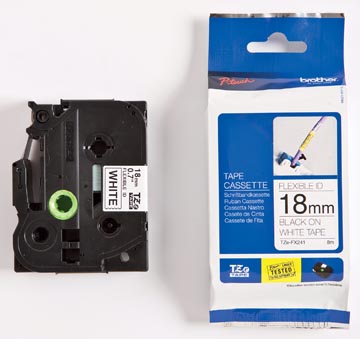Tape brother tze flexible p-touch 18mm noir sur blanc