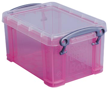 Opbergdoos 0,7l 155 x 100 x 80 mm transparant roze really useful box