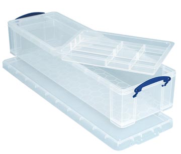 Really Useful Box boîte de rangement 22 litres avec 2 diviseurs, transparent