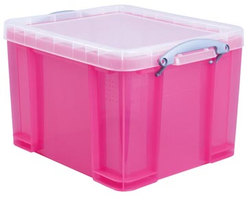 Boite de rangement 35l transparent rose really useful box