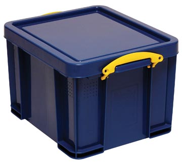 Boite de rangement 35l bleu foncé avec poignées jaunes really useful box