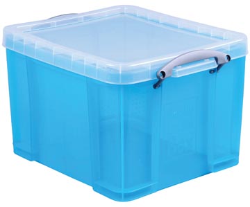 Really Useful Box boîte de rangemen 35 litres, bleu vif transparent