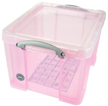 Boite de rangement 35l transparent rose really useful box