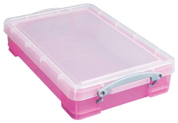 Boite de rangement 4l transparent rose really useful box