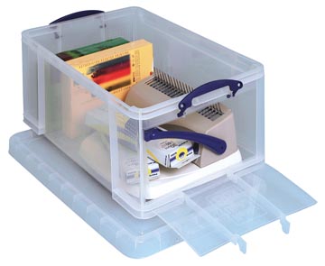 Opbergdoos met extra opening vooraan 64l 710 x 440 x 310 mm transparant really useful box