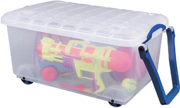 Opbergdoos 64l 70 x 34 x 34 transparant met wieltjes really usefuly box