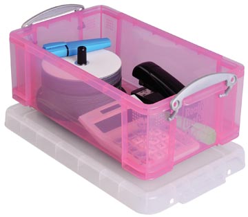 Really Useful Box boîte de rangement 9 litres, rose transparent