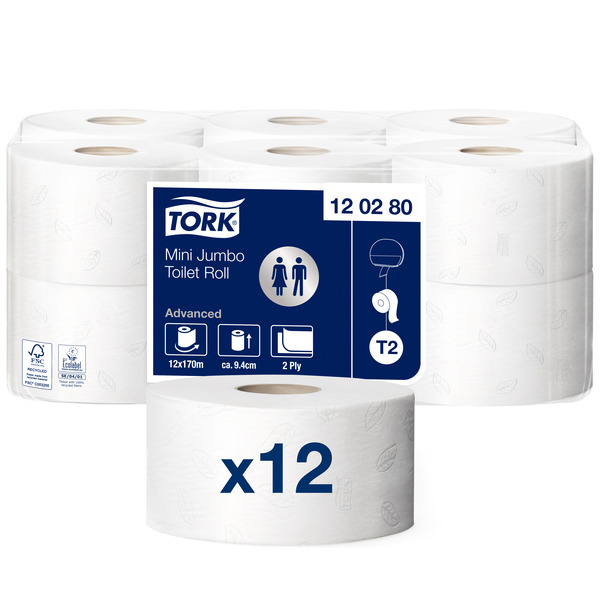 B.12 papier toilette mini jumbo advanced 170m 2-plis t2-systeme tork