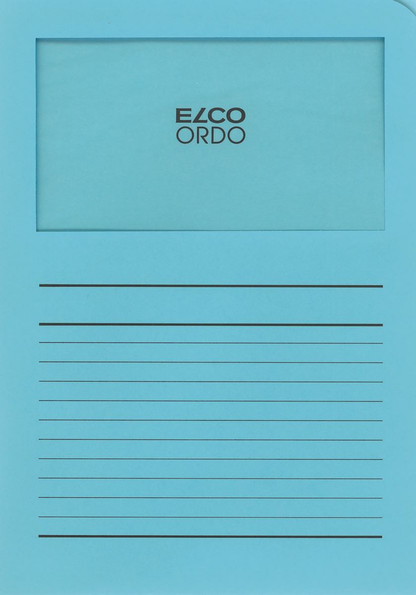 D.100 l-map met venster bedrukt a4 blauw elco  