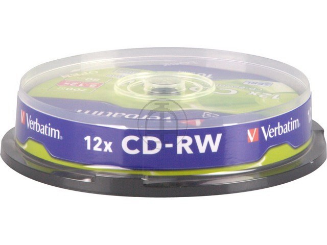 Spindle 10 cd-rw 700mb 80 min. verbatim