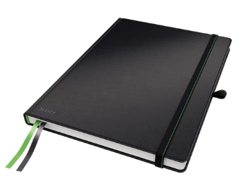 Notitieboek complete harde kaft geruit a4 zwart leitz