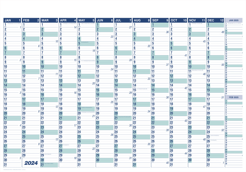 Jaarplanner nl/fr uitwisbaar 70 x 100 cm met gratis marker en wisser kangaro