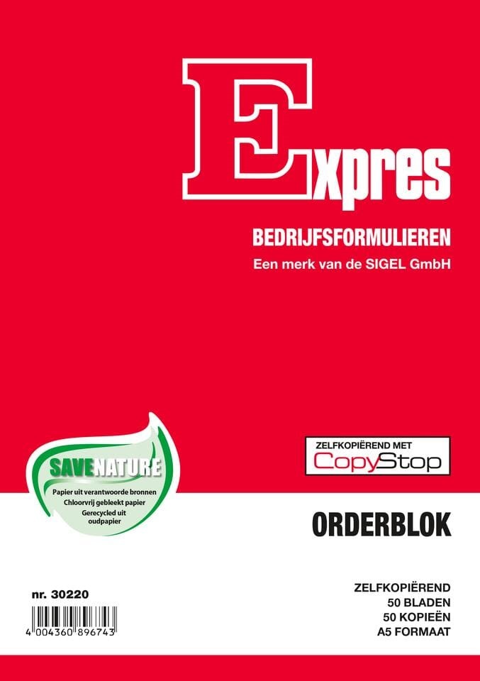 Orderblok 2-voud 50 blad a5 sigel