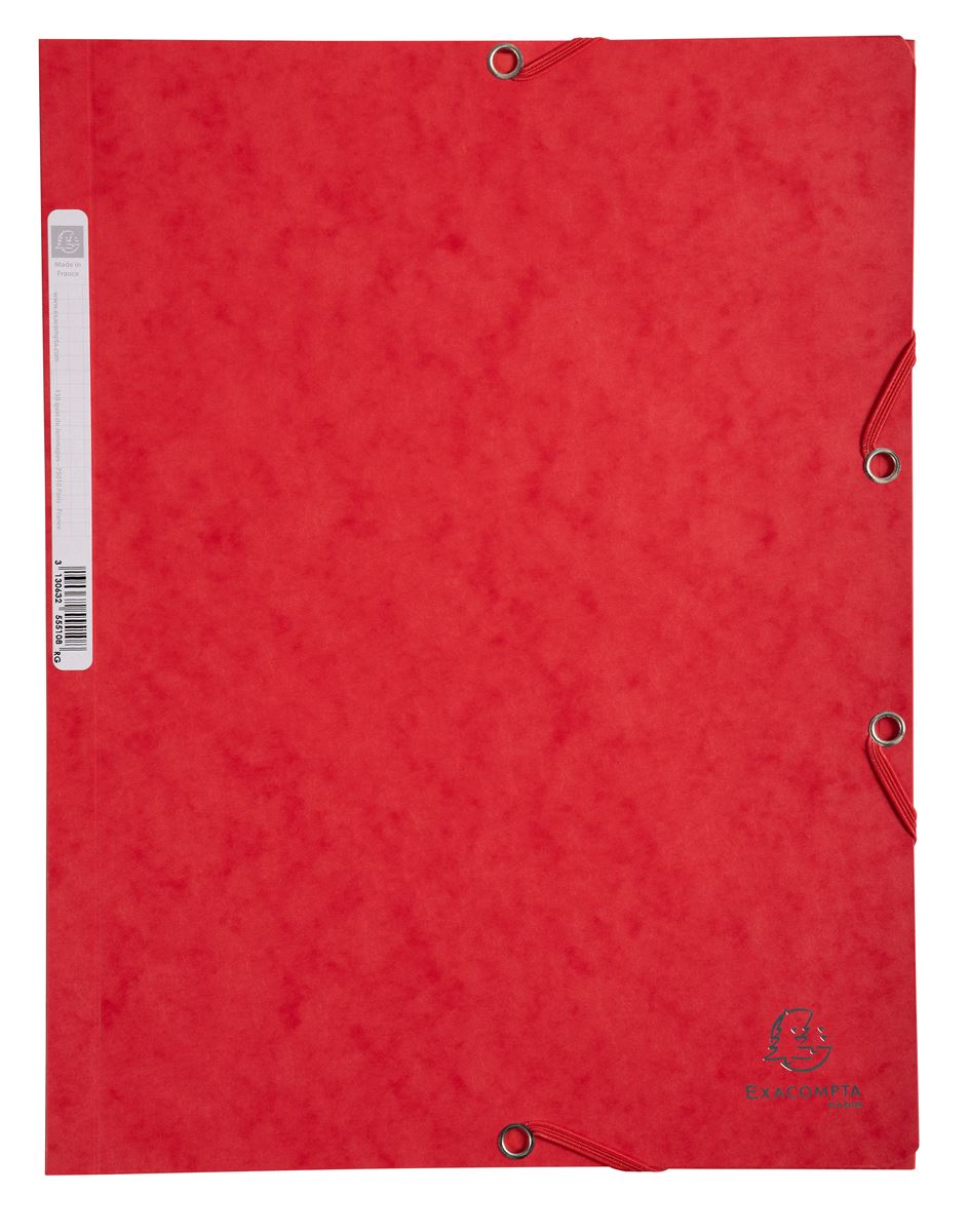 Kaft met elastieken en 3 kleppen a4 rood exacompta