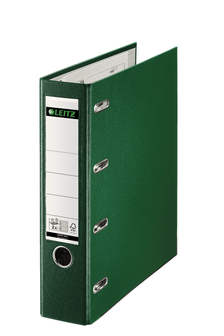 Ordner/hefboom pp/papier giro-bank dubbele hefboom 8cm a4 groen leitz 