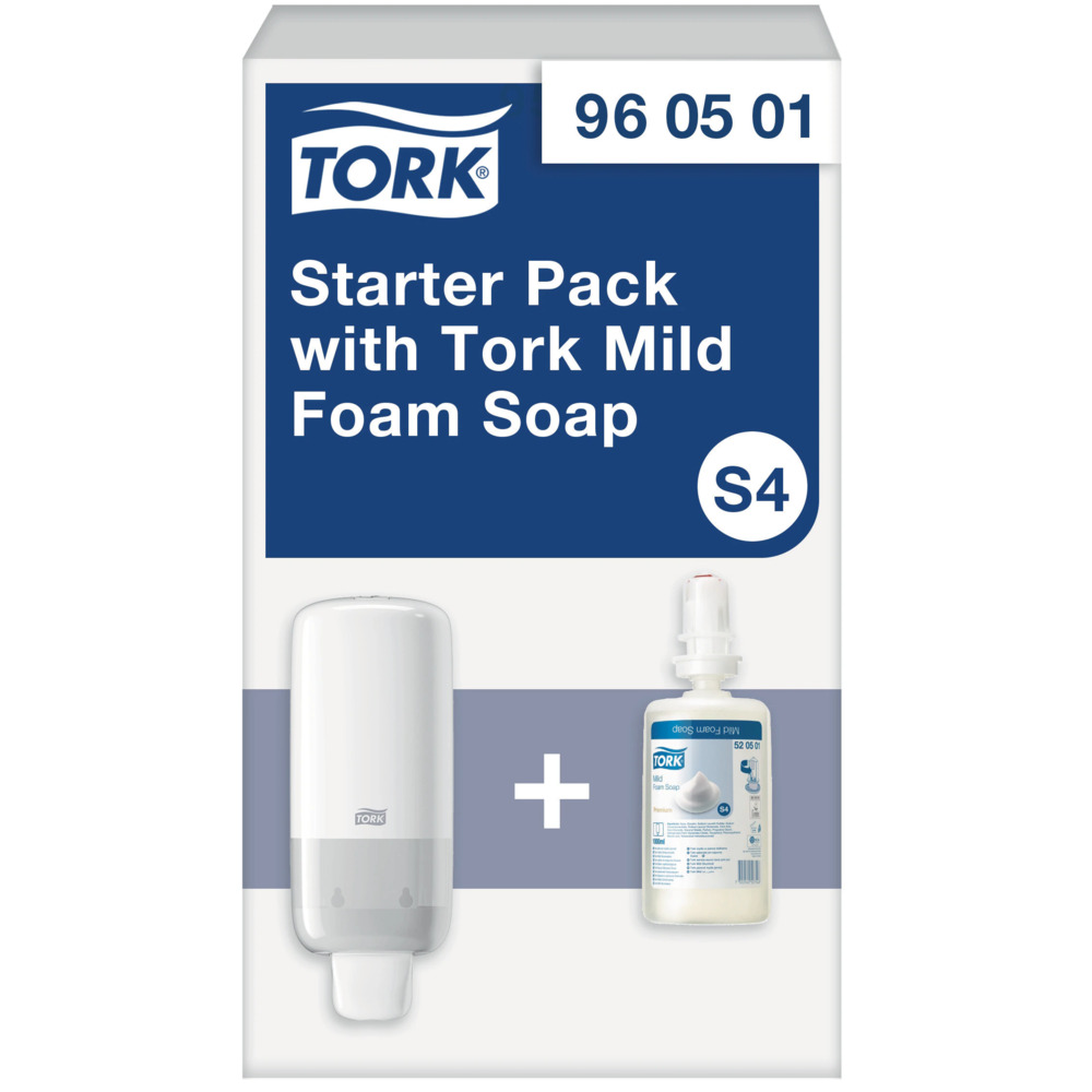 Pack de démarrage distributeur s4 system + savon mousse doux 1l blanc tork