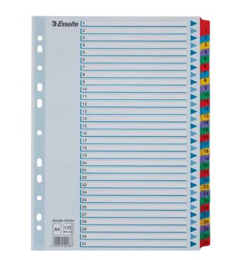 Intercal. carton 160gr 1-31 ongelets a4