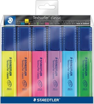 Etui 6 markeerstiften topstar g/o/r/p/b/gr staedtler