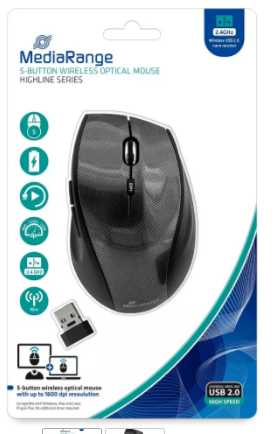 Draadloze muis 5 knoppen mediarange