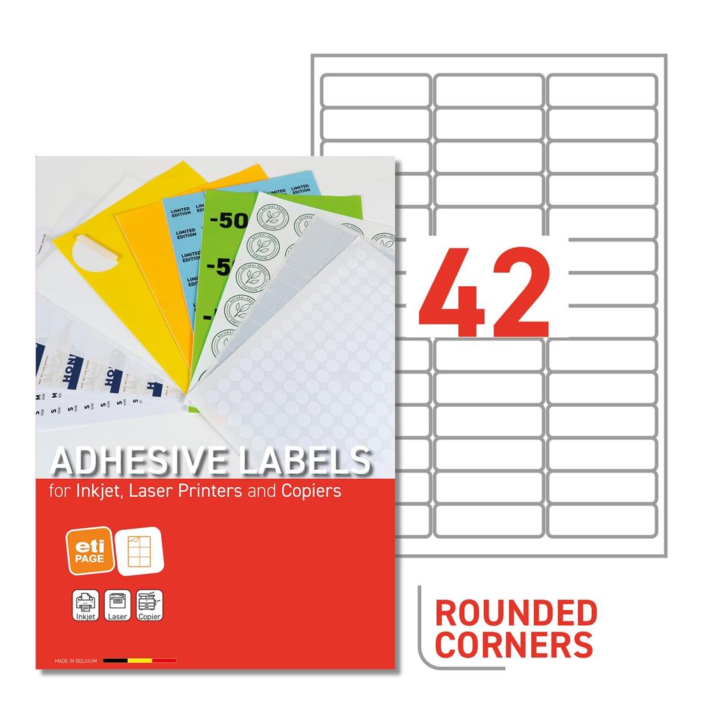 D.100 vel laseretiket 65 x 20 mm 42 etiket/vel