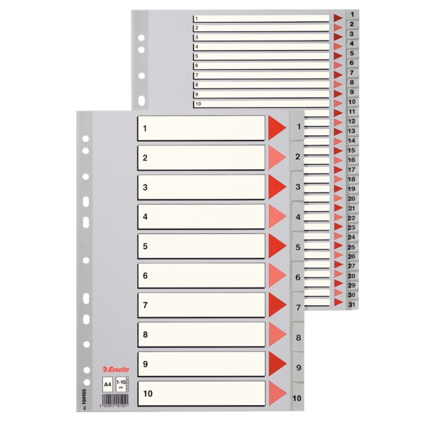Intercalaires 1-6 gris pp a4 esselte