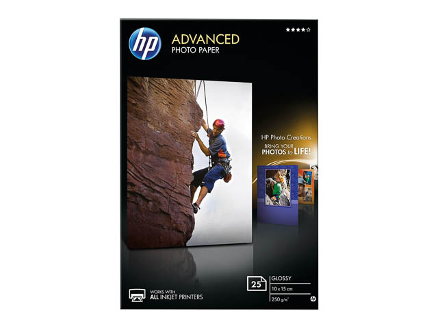 D.25 vel fotopapier glossy 250gr 10 x 15 cm hp
