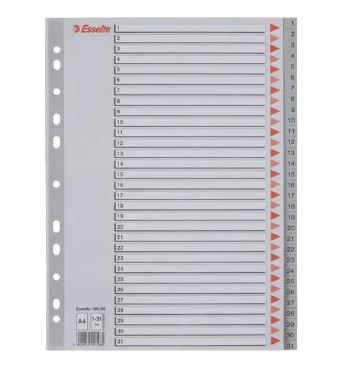 Intercalaires 1-31 a4 gris esselte