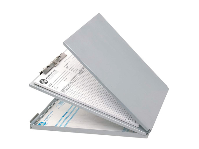 Klemplaat aluminium met opbergvak gesloten a4 westcott